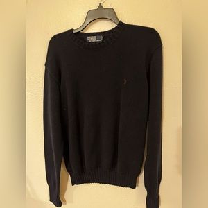 Navy Polo crew sweater, purple horse